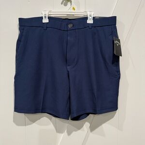 NWT Callaway Opti-Dri Golf Shorts Mens Size 36 x 8" Navy Blue Stretch UPF 50 $78